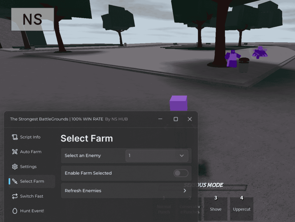Roblox The Strongest Battlegrounds Script NS Hub Select Farm