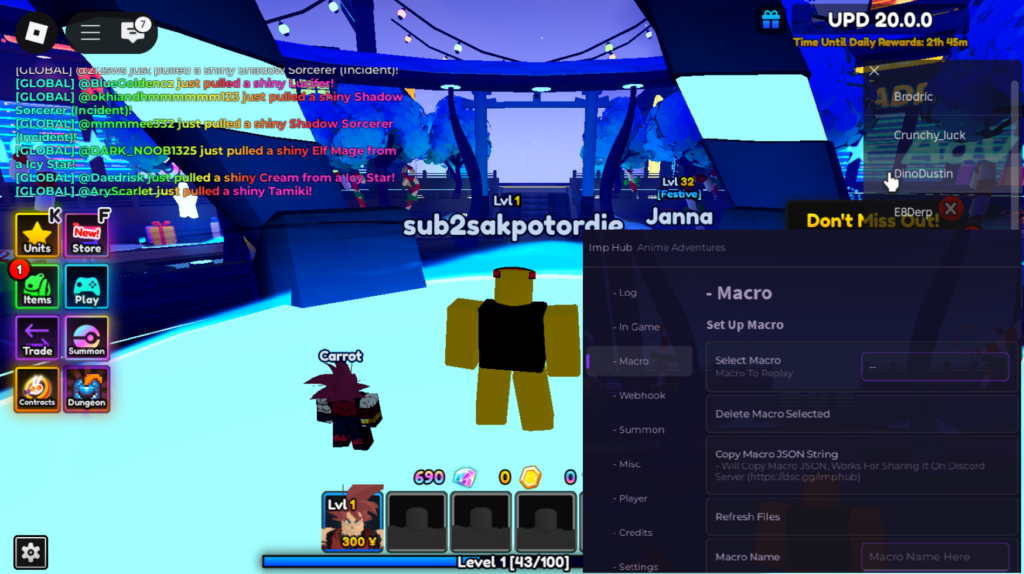 Roblox Anime Adventures Script Imp Hub GUI