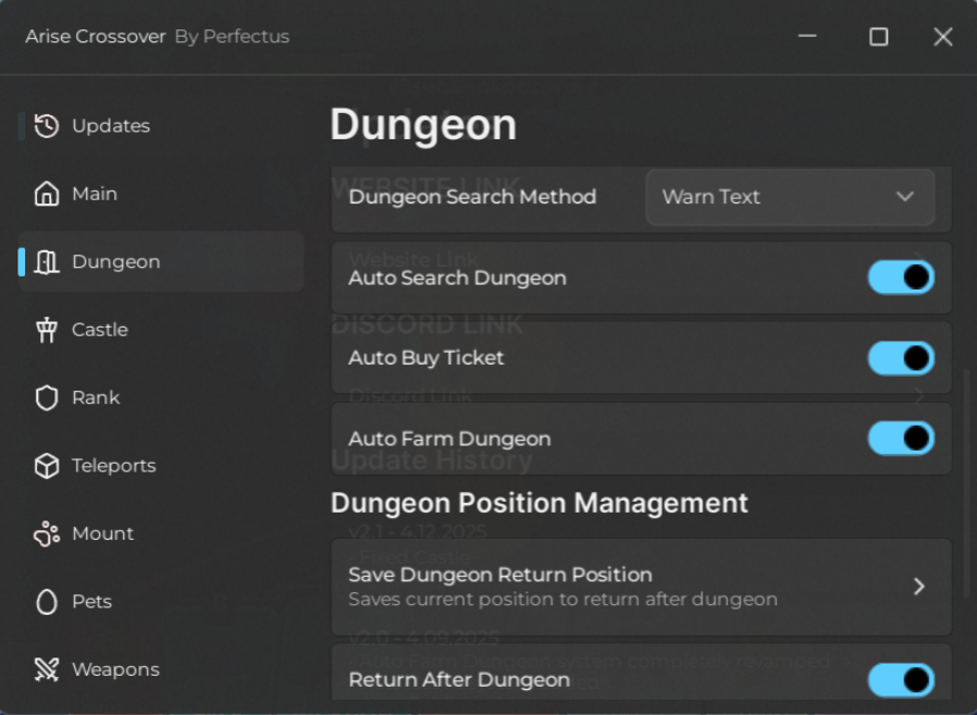Roblox Arise Crossover Script Perfectus Hub GUI