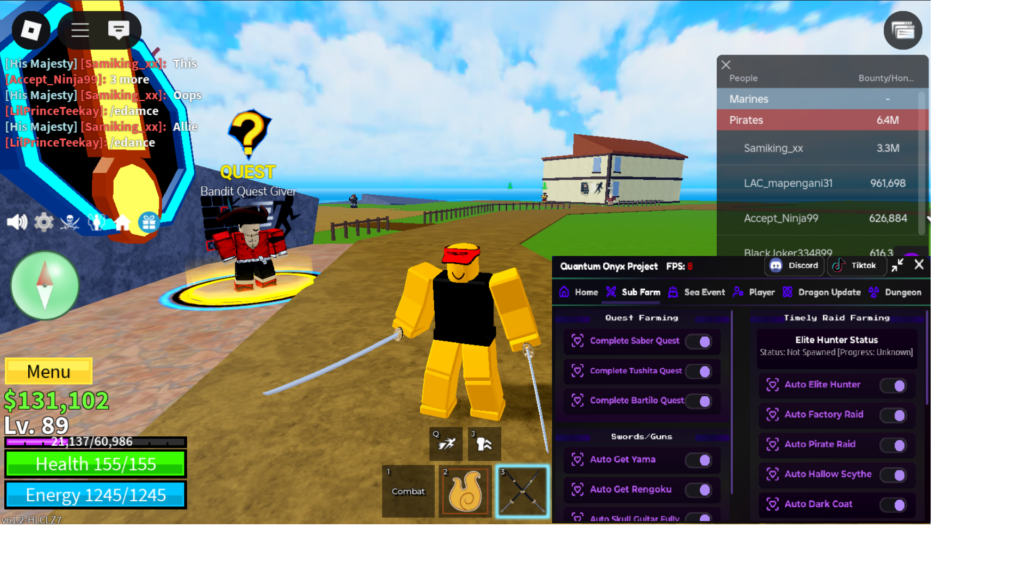Roblox Blox Fruits Script Quantum Onyx Project Hub GUI