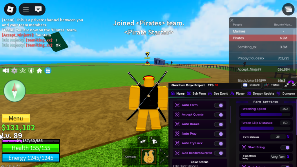 Roblox Blox Fruits Script Quantum Onyx Project Hub GUI