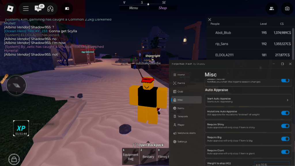 Roblox Fisch Script Forge Hub GUI