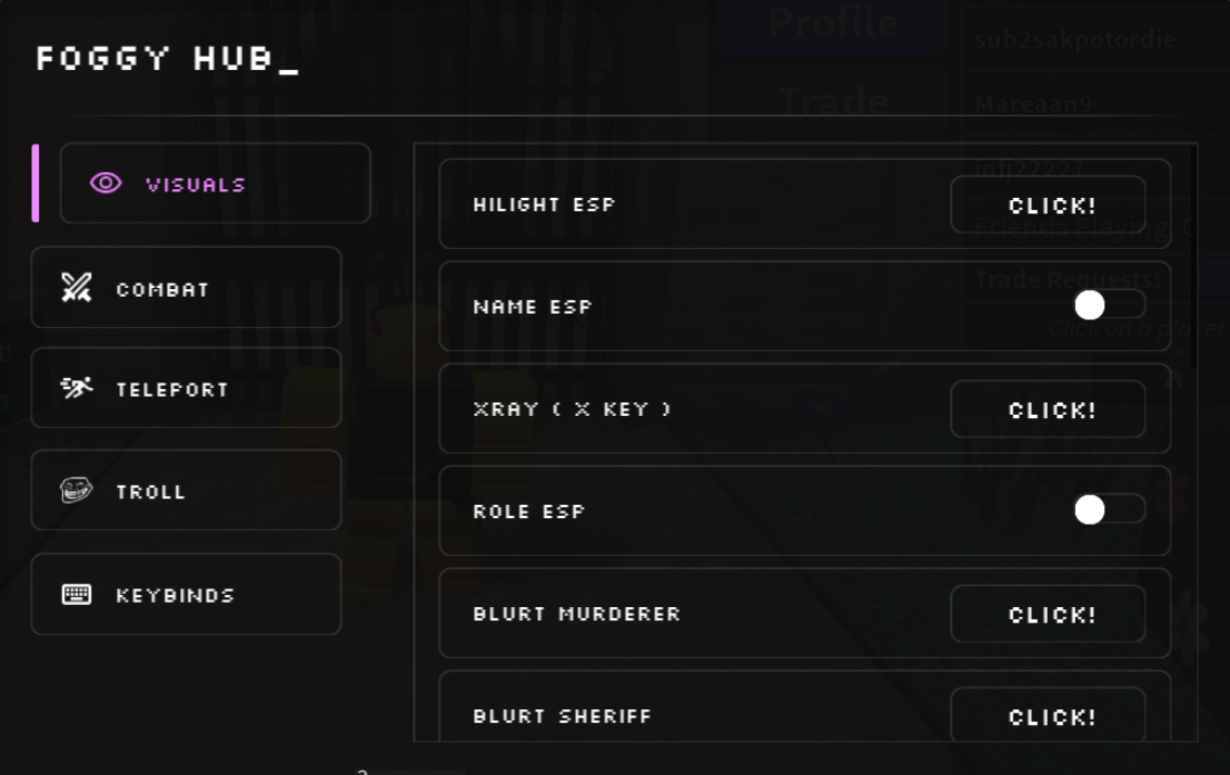Roblox Murder Mystery 2 Script Foggy Hub GUI