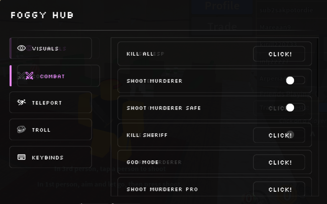 Roblox Murder Mystery 2 Script Foggy Hub GUI