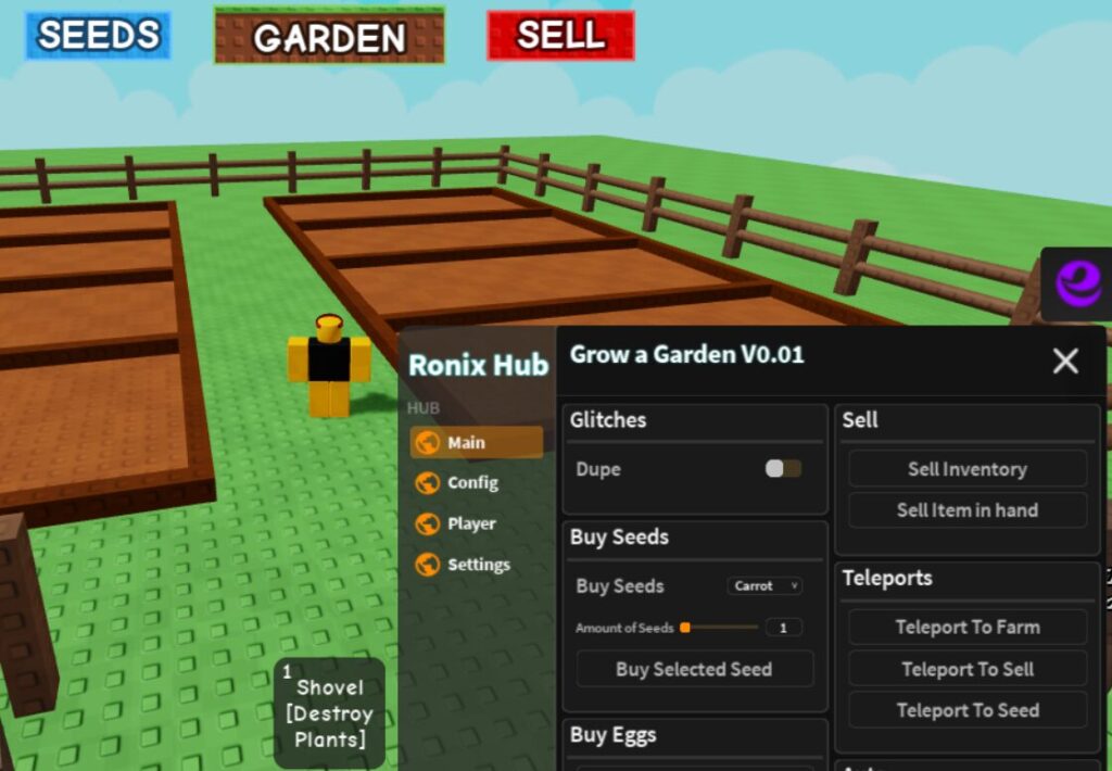 ronix hub grow a garden script
