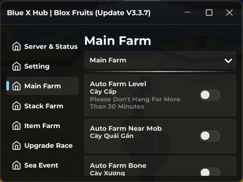 NO KEY Blox Fruits Script BlueX GUI OP Autofarm